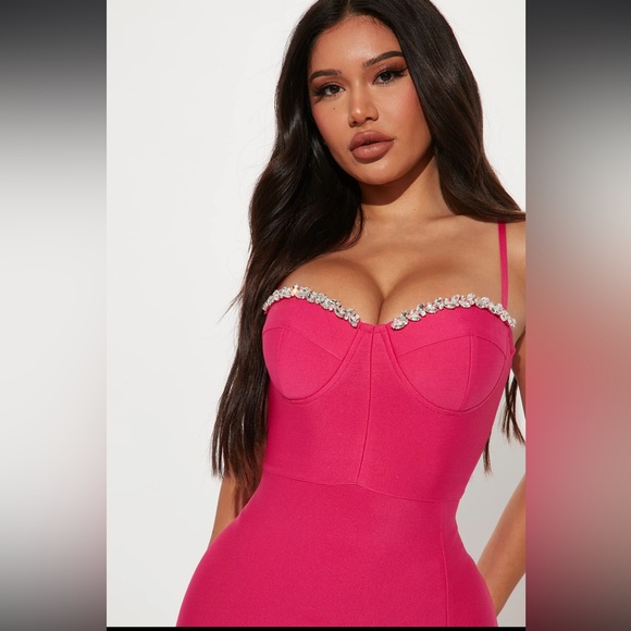 Cocktail Please Bandage Midi Dress - Fuchsia - Picture 2 of 3